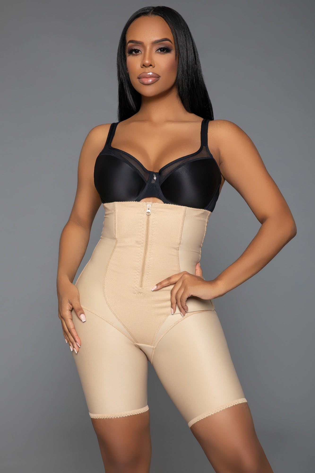 Curve-enhancing shapewear in nude color for a smooth silhouette under any outfit