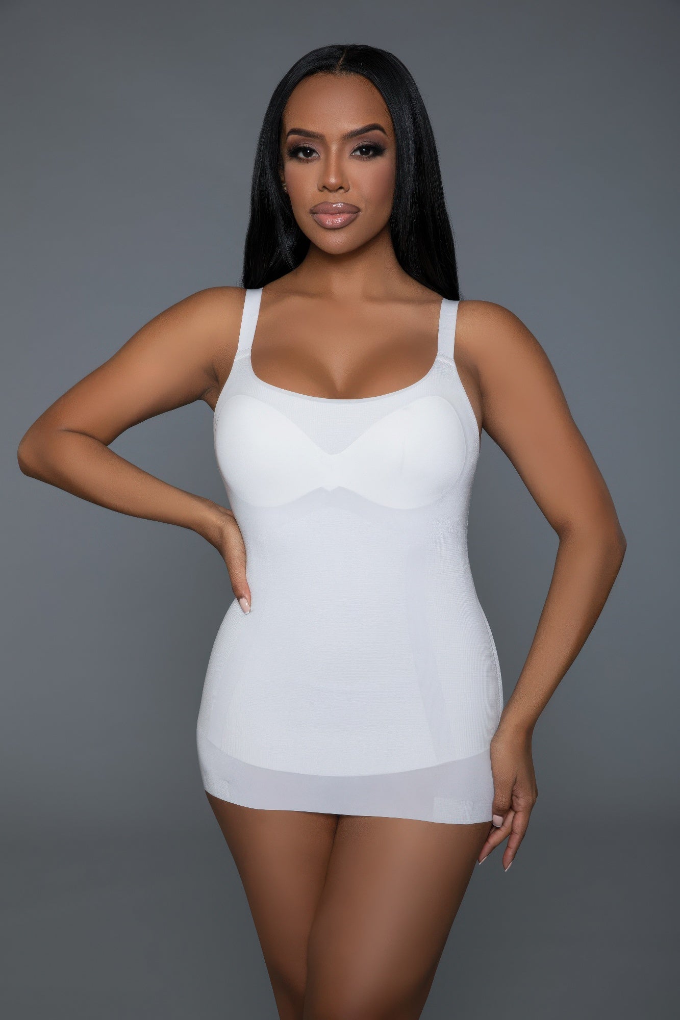 White luxury shapewear top designed for a smooth silhouette and comfortable fit for all-day wear